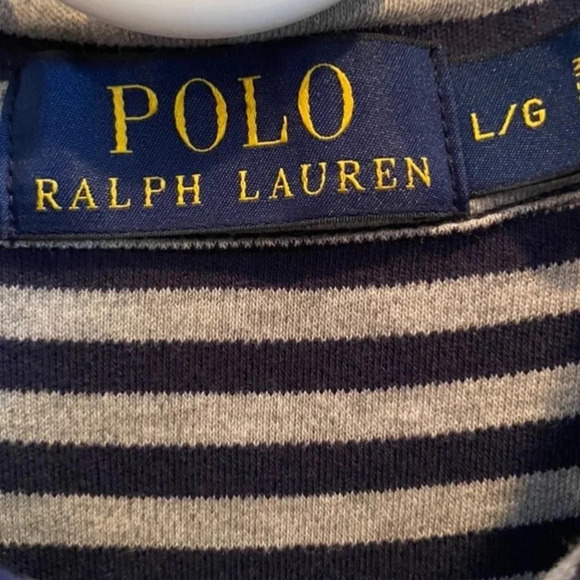 POLO RALPH LAUREN MENS STRIPE SHIRT TOP GRAY NAVY SUMMER CASUAL SIZE L LARGE - Picture 4 of 5